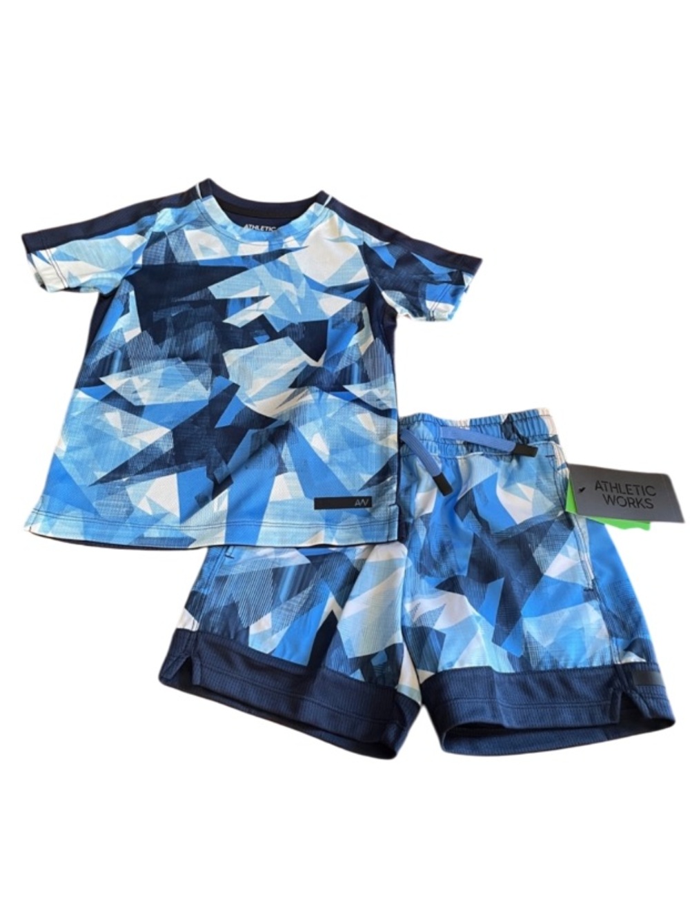 Boys 4/5 Athletic Works Blue Geometric Short Set